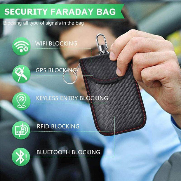 Faraday Bag Key Protector Signal Blocking RFID Pouch For Key Fob Anti-Theft Car Security Cage