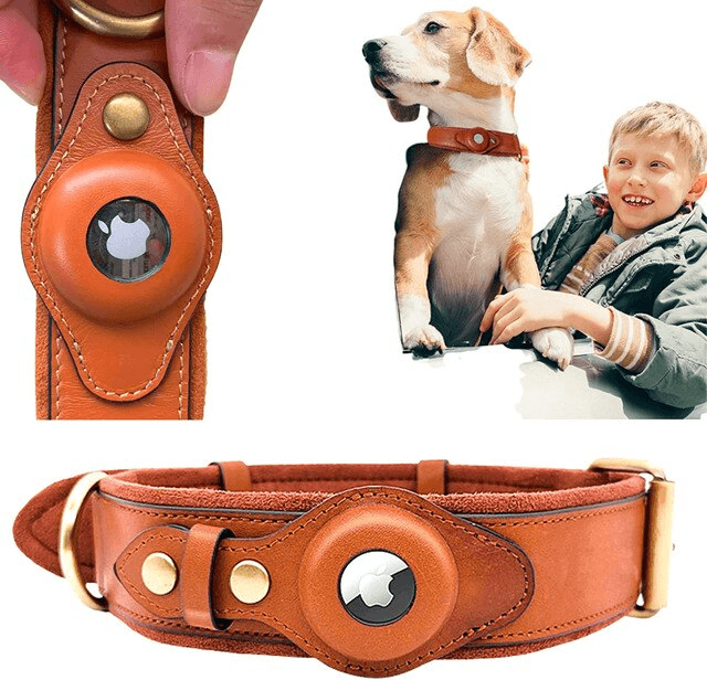 Leather AirTag Dog Collar - ELECTRONIC GADGETS