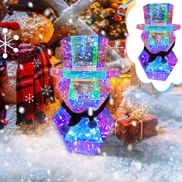 Christmas Decor Colorful LED Glow Santa Claus Snowman Night Light Xmas Gift Prismatic LED Lights Tabletop Ornament Bedroom Decor - ELECTRONIC GADGETS